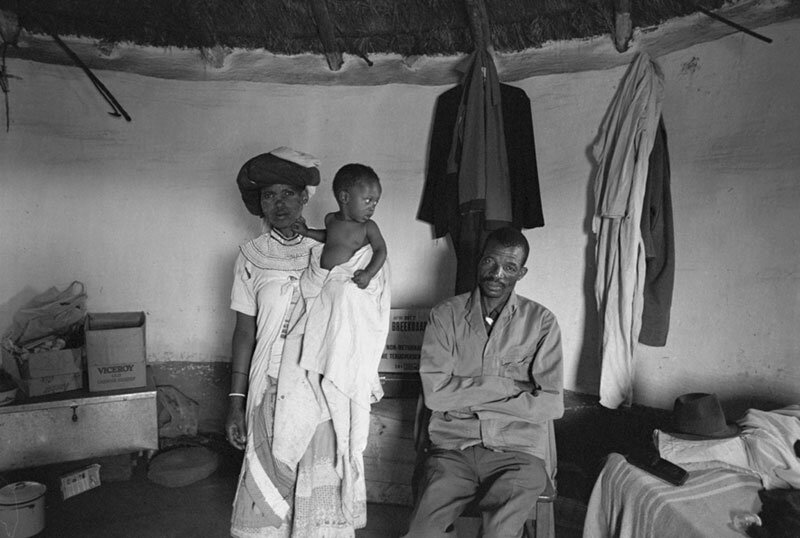 Disabled mineworker and family. Transkei