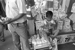 Shop keeper's son. Grey street, 1979